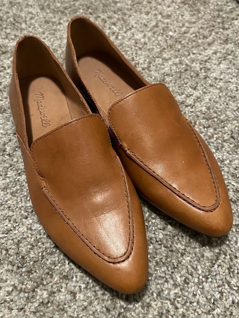 Madewell Cognac Brown Leather Pointed Slip-On Loafers Size 7